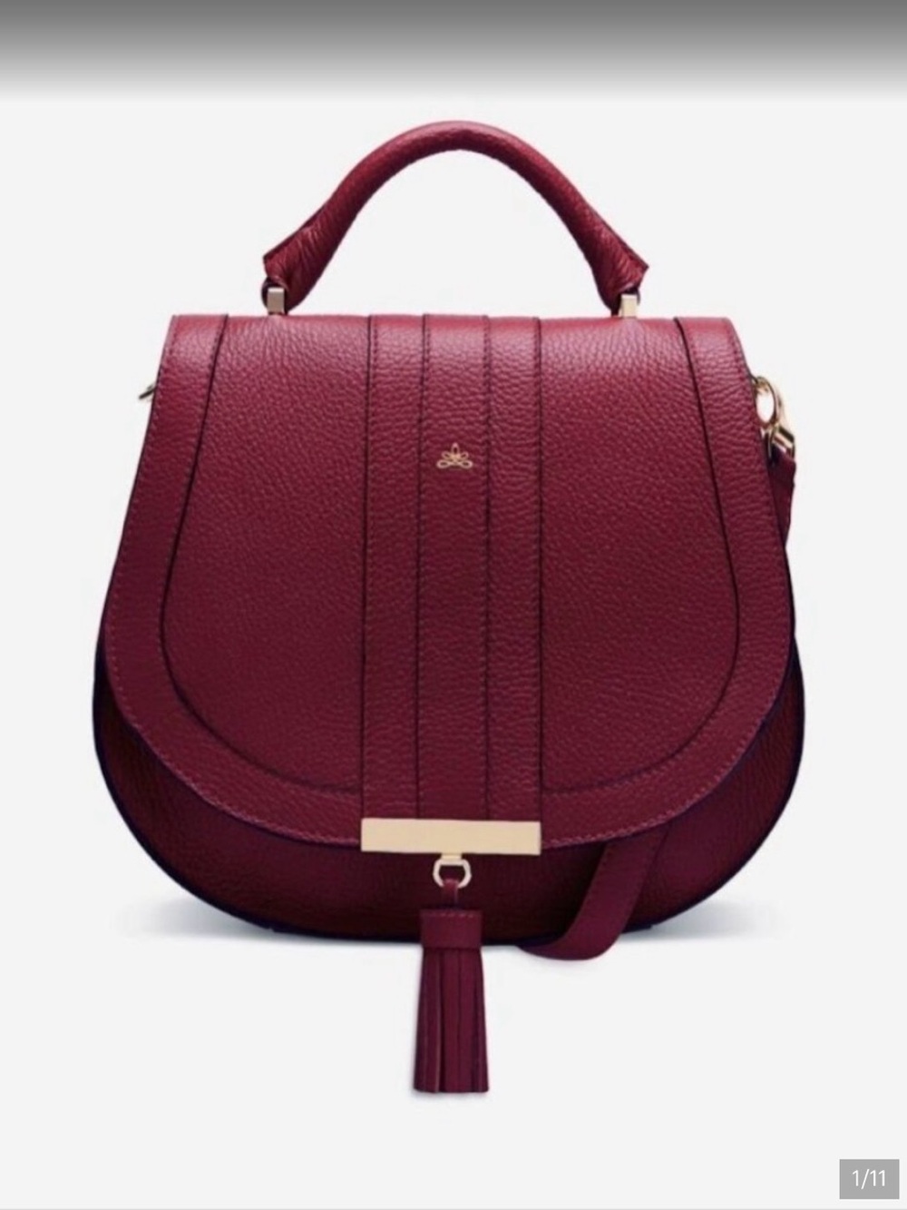 DeMellier Wine Red Leather Top-Handle Crossbody Bag